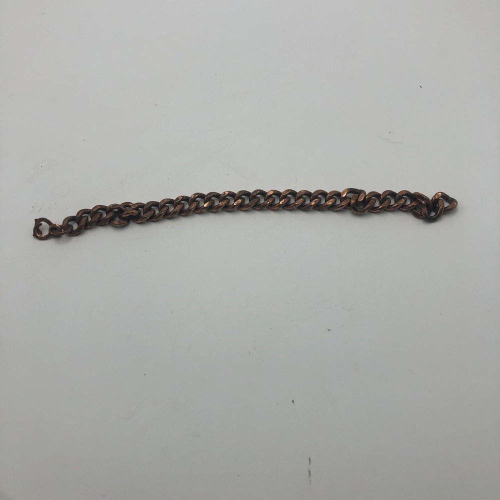 Vintage Heavy Large Solid Copper Chain Link Bracelet Fold Clasp 9" Preowned